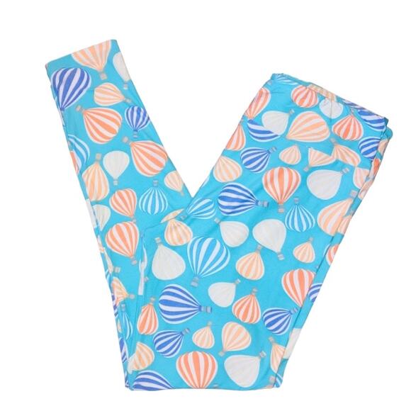 Tall & Curvy Lularoe Hot Air Balloon Light Blue Leggings - Picture 1 of 3